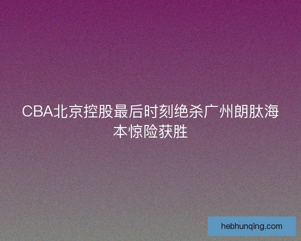 CBA北京控股最后时刻绝杀广州朗肽海本惊险获胜