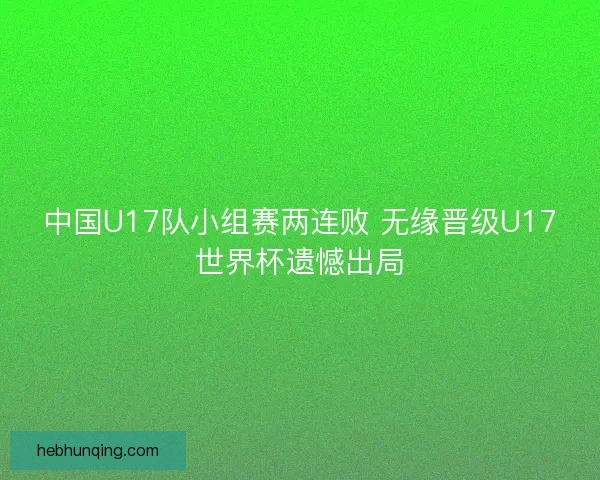 中国U17队小组赛两连败 无缘晋级U17世界杯遗憾出局