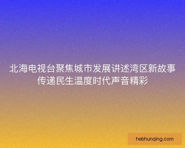 北海电视台聚焦城市发展讲述湾区新故事传递民生温度时代声音精彩